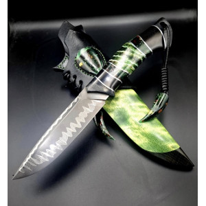 МОЛЬФАР ніж ручної роботи Павла Гончаренка, сталь - к110 в ламінаті з к110 через нержавіючий дамаск, 61 HRC. Photo 3